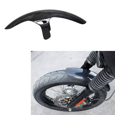 Black Short Slim Carbon Fiber Front Fender For Harley FXD FXDL FXDC FXDB FXBB/S • $397.42