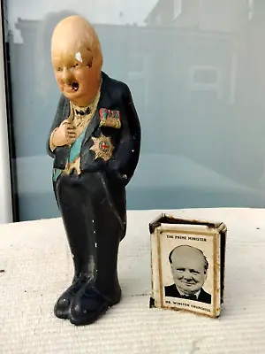 Vintage Winston Churchill Memorabilia -match Holder & Winston Churchill Figurine • £59