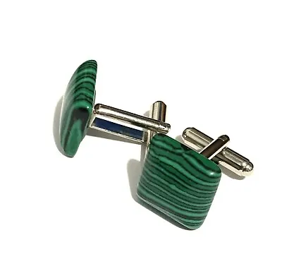 Malachite Square Cabochon Cufflinks Gift • $12.38