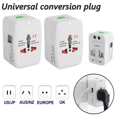 Universal New Plug Charger World Wide Use Travel Adapter UK EU AU US USB Port • £6.79