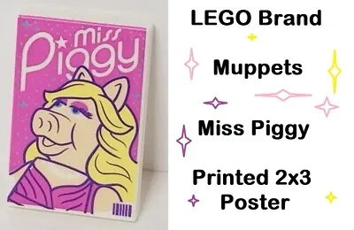 LEGO Pig Animal Poster Miss Piggy Muppet Printed 2x3 Tile Smooth Part Blonde • $4.61