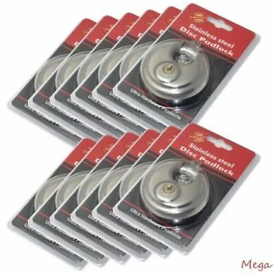 12 Pack Wholesale Lot- DISC PADLOCK 70mm Steel Armor Storage Trailer Round Lock • $39.97