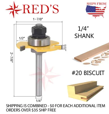 Y73709-4 REDS - 5/32  #20 Biscuit Joint Groove 1/4 Shank Router Bit • $4.99