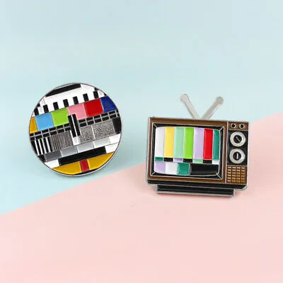 Retro Television TV Test Color Enamel Piercing Brooch Pin Collar Lapel Badge • $4.95
