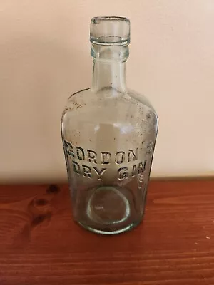 Vintage Gordon's Dry Gin Embossed Glass Bottle - 8 3/4  Tall • $4
