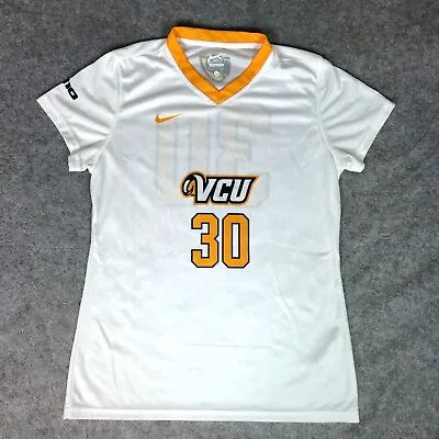 VCU Rams Womens Jersey Large White Gold Shirt Soccer Nike NCAA Logo Swoosh #30 ^ • $18.98