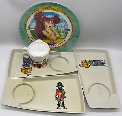 Vintage Mcdonald's (3) Food Trays W/ Drink Holder Cup With Lid Hercules Plate • $12.99