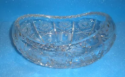 Zawiercie Cut Crystal Fruit Bowl Signed Vintage Poland Hobstars 10” Long • $35