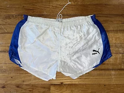 Puma Nylon Shorts 80’S Vintage D7 LARGE Running Sprinter Shiny Satin Retro VTG • $54.99