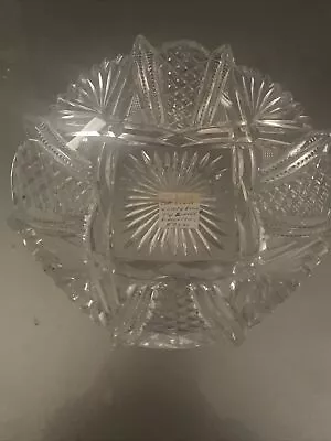 Vintage Cut Glass Four Sided Bowl 7 Inches In Diameter • $10