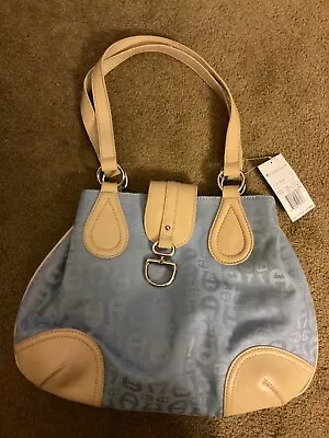 ETIENNE AIGNER ICE BLUE AND KHAKI SATCHEL HANDBAG PURSE 12”x10” NWT $54.00 • $13.50