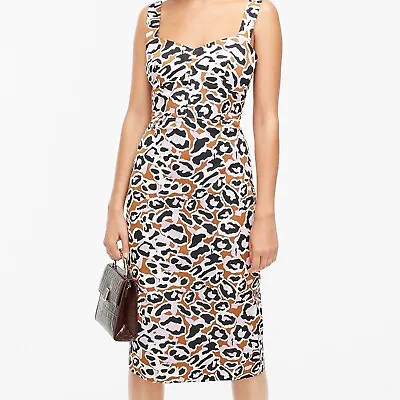 J. Crew Contrast Stitch Sheath Dress In Size 00 Leopard Stretch AD091 NWT • $29.99