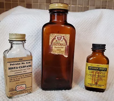 Vintage Pharmacy Rx Bottles Lot Of 3 Empty Bottles  • $19