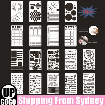 $8.29 • Buy 18 Pcs Bullet Journal Stencil Set For A5 Notebook Diary Scrapbook DIY Templates