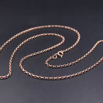 Pure Real 18K Rose Gold Necklace For Women 2mm Rolo Chain 19.6inch Stamp Au750 • $573.57