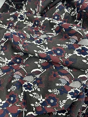 Black Floral Jersey Fabric • £5