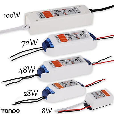 DC 12V 18W 36W 72W 100W Light Transformers LED Driver For LED Strip Power Supply • $7.21