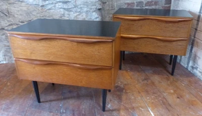 £415 • Buy Vintage Retro MCM  Pair Bedside Drawers Tables  Side Lamp Tables Refurb Delivery