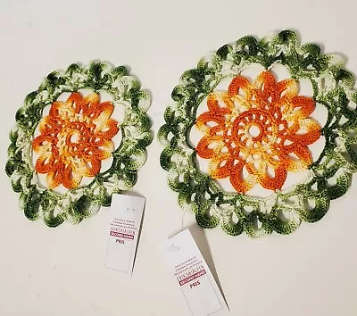 Vintage Swedish (Dalarna) 1960’s Set Of Hand Crocheted Sunburst Flower Dollies  • $17.09