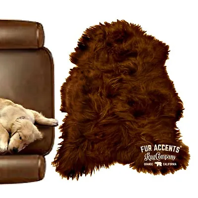 $159.99 • Buy Faux Fur Icelandic Sheepskin, Brown, Area Rug, Single Pelt, Suede Lining USA