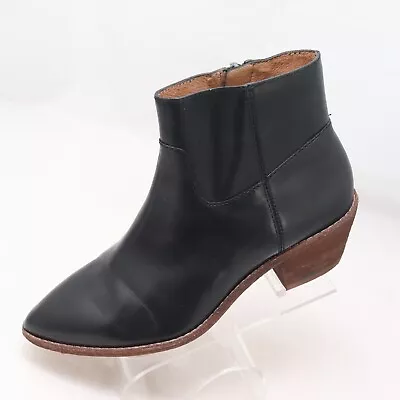 Madewell The Charley Boot Ankle Boot Women 5.5 Black Leather Zip MSRP $210 • $37.95