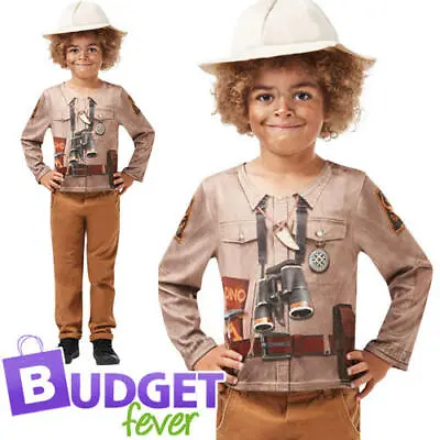 Dino Explorer Boys Fancy Dress Jungle Safari Zoo Keeper Kids Halloween Costume • £8.49