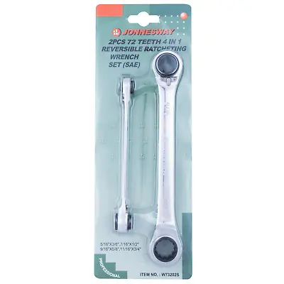 Jonnesway W73202S 2 Pcs 4 IN 1 Reversible Ratcheting Wrench SAE 5/16  To 3/4  • $43.97