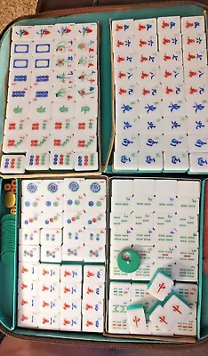 144 Vintage Triple Layer MAHJONG MAH JONG Full Set Plastic Bettor Case Booklet • $195.98