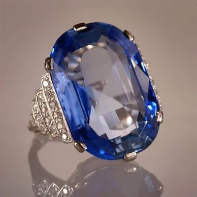 $2.42 • Buy 925 Silver Filled Cubic Zircon Ring Women Jewelry Wedding Gift Sz 6-10