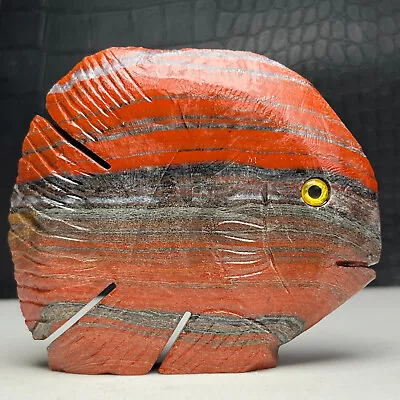 Natural Crystal Mineral Specimen.Red Jasper. Hand-carved Fish.Sculpture.Gift.QP • $0.99