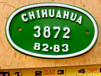 Mint Condition 1982 1983  Chihuahua Mexico Bicycle Bike License Plate   3872   • $16.99