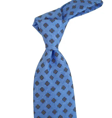 $300 Stefano Ricci Blue W Tonal & Yellow Medallions Silk Neck Tie NWT 3.6W • $120