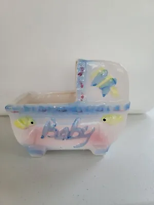 Vintage My-Neil Baby Carriage Bassinet Ceramic Planter Nursery Decor Rattles • $19.99