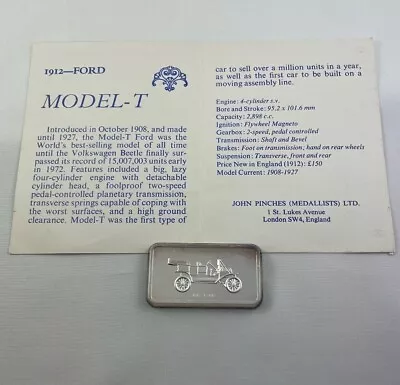 £79.32 • Buy 1912 FORD Model-T - Lord Montagu Collection Of Great Car Ingots - 2oz Silver -