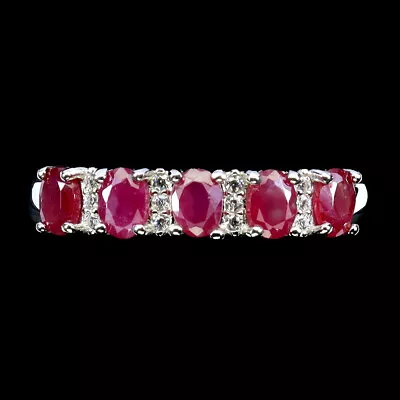 Heated Oval Ruby 4x3mm Simulated Cz Gemstone 925 Sterling Silver Jewelry Ring 9 • $5.50