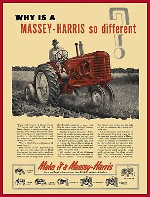 1953 Massey Harris Tractor New Metal Sign: Model 44 - Make It A Massey! • $19.88