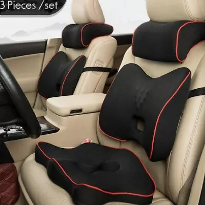 Car Seat Cushion And Back Support Pillow Set Memory Foam Lumbar Neck Pillow  • £49.68