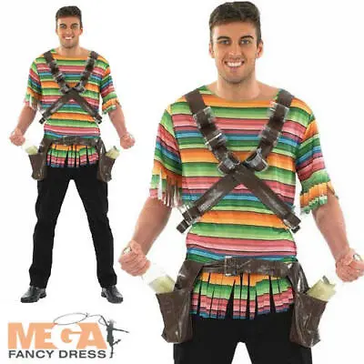 Mad Mexican + Glasses Mens Western Adults Cowboys & Indians Fancy Dress Costume • £22.99