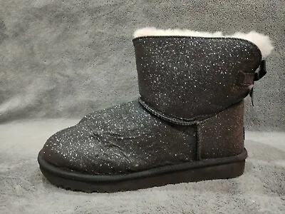 UGG Mini Bailey Bow Sparkle Boots. UK Size 10. Black Colour • £42.99