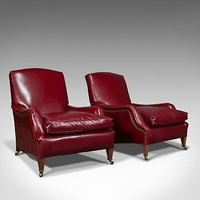 Pair Of Bespoke Leather Club Armchairs 'The Dutchman' – Chairs By London Fine • £9990