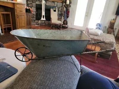 Decorative Galvanized Metal Wheelbarrow Planter~ 20  X 6.25  X 7.75  Tall • £23.44