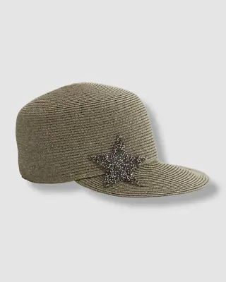 $120 Marzi Firenze Women's Green Beaded Star Woven Cap Hat One Size • $33.98