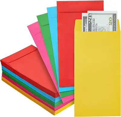 100 Pack Colorful Money Envelopes For Cash Payroll Money Saving Coins • $13.61