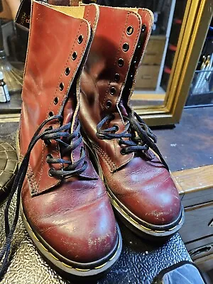 Doc Martens 1490 10 Eyelet Eye Vintage Made In England (MIE) Quilon Red • $65