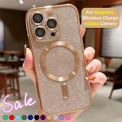 For IPhone 15 14 13 12 11 Pro Max XS Glitter Mag Safe Magnetic Plating Slim Case • $7.93