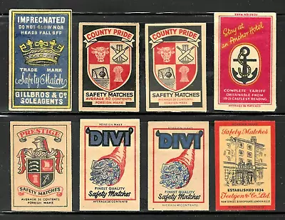 BRITISH Matchbox Labels Assorted Vintage Lot Of 8 Circa 1960s • $5