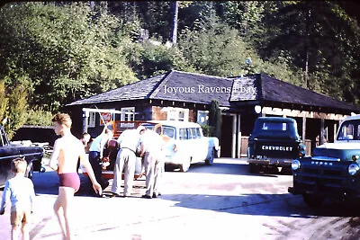 35MM Found Photo Slide Red Border Mid Century Travel Stop Chevrolet Dodge Coke • $41.12