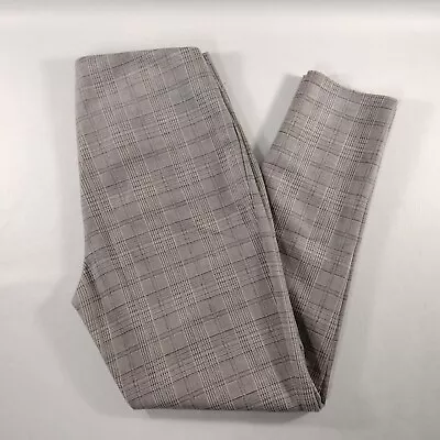 Zara Basic Gray Plaid Flat Front Pull On Dress Pants Womens Size M • $21.97