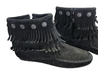 Minnetonka Women’s Black Suede Ankle Boot Size 6.5 • $24.50