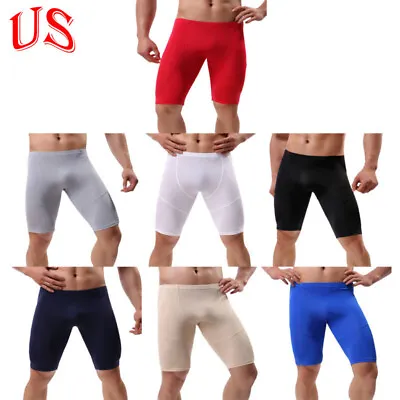 US Men's Compression Running Shorts Short Tights Seamless Training Gym Workout • $10.11